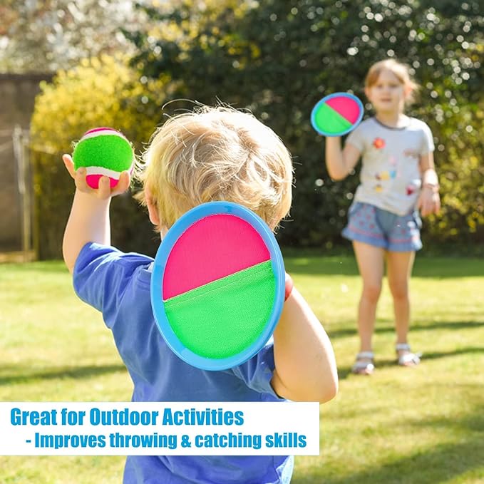 Ayeboovi Toss and Catch Paddle Ball Game Outdoor Beach Pool Sand Toys Outside Lawn Yard Games for 3 4 5 6 7 8 9 10 11 12 Year Olds Girls Boys Toys Birthday Gift (2 Paddles 2 Balls)