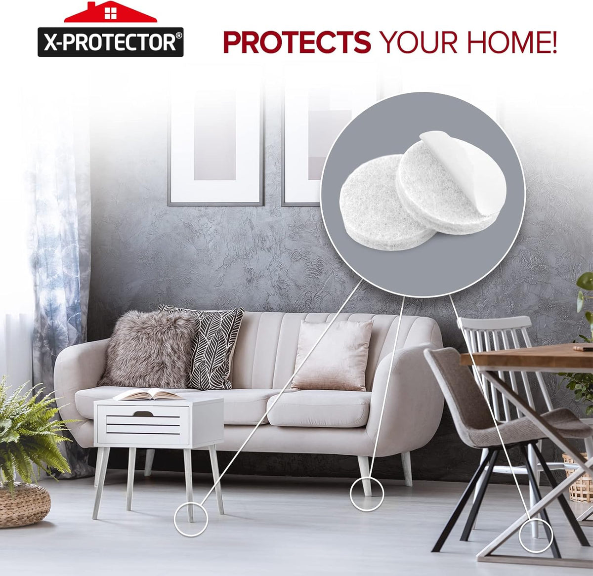 Felt Furniture Pads X-PROTECTOR 133 PCS - Premium Furniture Pads for Hardwood Floors - White Felt Pads for Furniture Feet - The Best Chair Leg Floor Protectors - Protect Your Hard Floors!