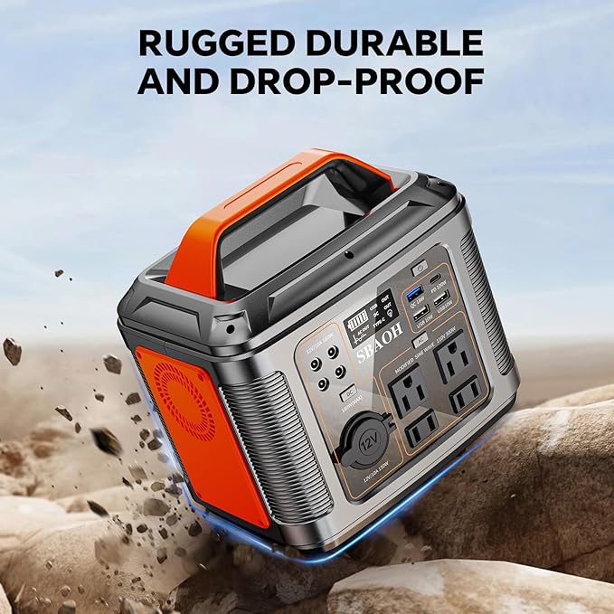 Portable Power Station, 300W 296Wh Generator Quick Charge / 110V AC Outlets/DC Ports and LED Flashlight, panel 60W for Home Outdoor Travel Camping Blackout