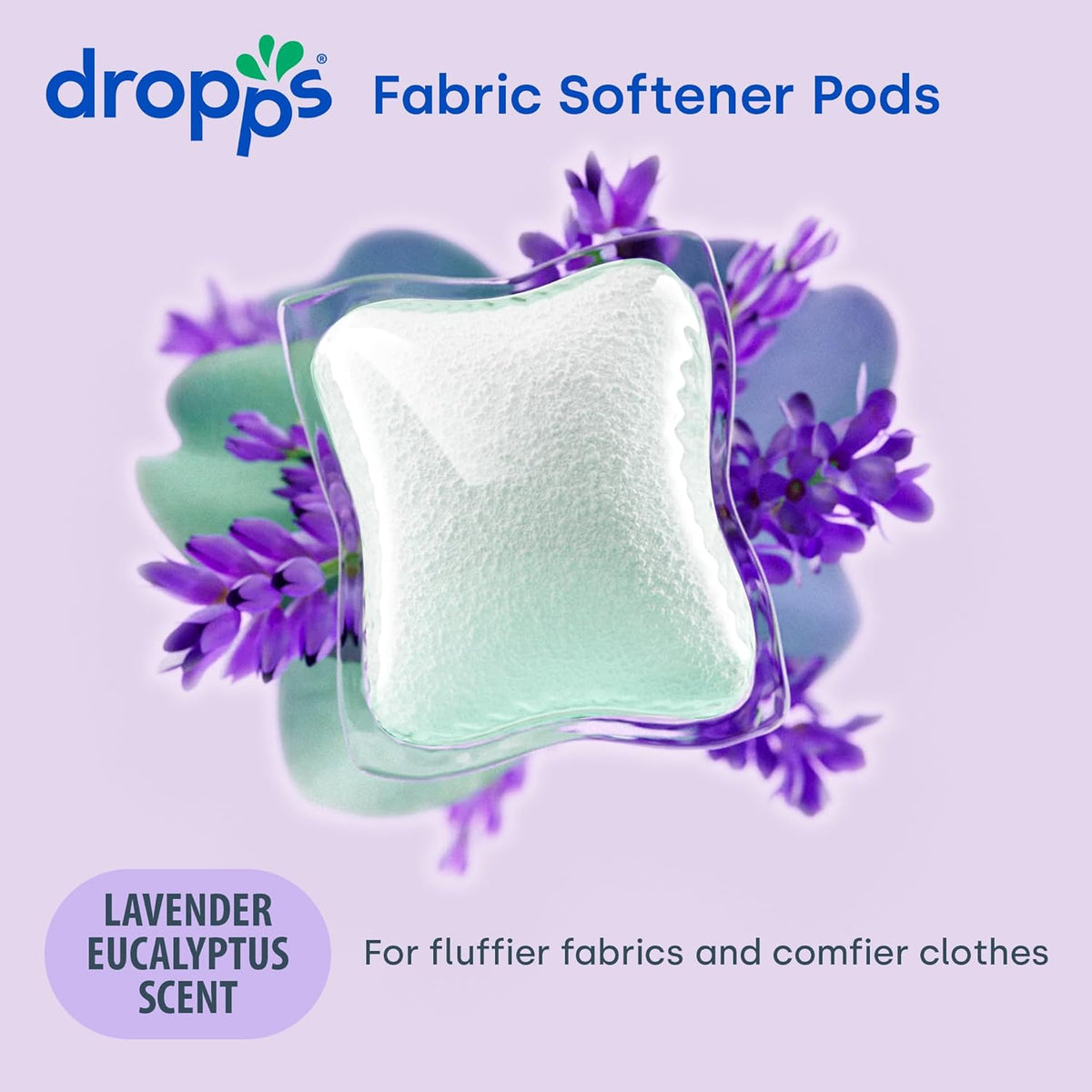 Dropps Laundry Fabric Softener Pods, Lavender Meadow (120 Pods) - Laundry Additive for Softening & Protection - HE Compatible Mineral Based Ingredients Laundry Supplies