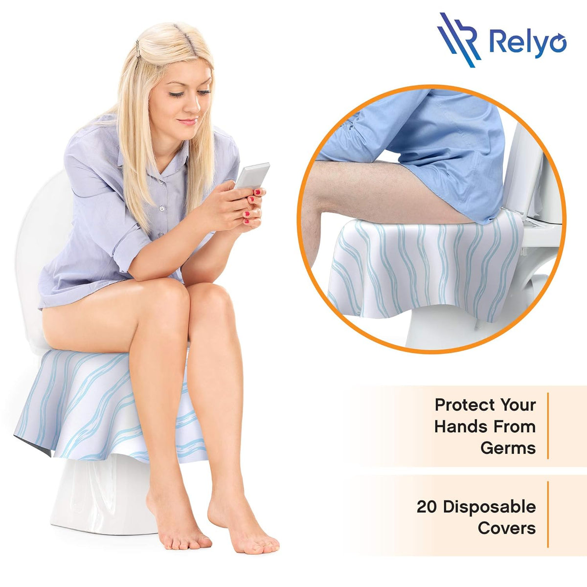 Toilet Seat Covers Disposable - 20 Pack - Waterproof, Ideal for Kids and Adults – Extra Large, Individually Wrapped for Travel, Toddlers Potty Training in Public Restrooms (Waves, 20)
