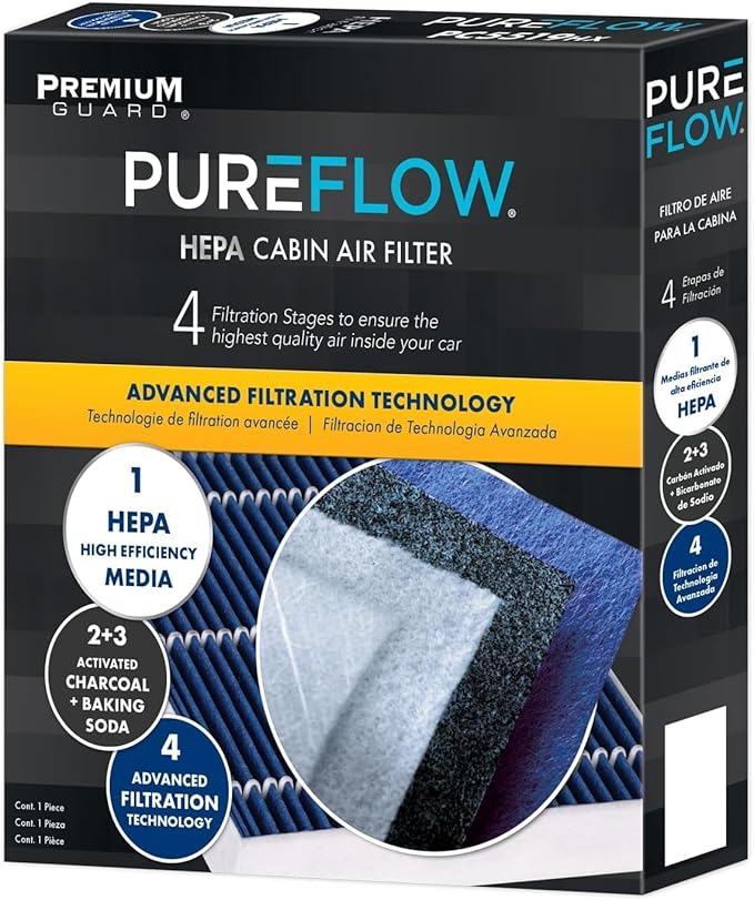 PureFlow HEPA Cabin Air Filter PC4255HX | Fits 2017-2025 Porsche 911, 2020-2025 718 Cayman, 2019-2025 718 Boxster, 2020-2025 718 Spyder, 2012-2016 BMW 328i, Recirculation
