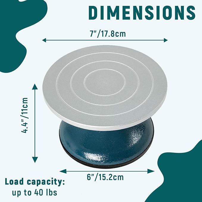 DUPDMKIN Banding Wheel All Metal Construction Banding Wheel for Pottery with Ball Bearings Pottery Tools for Clay Art Decorating (7 inch)