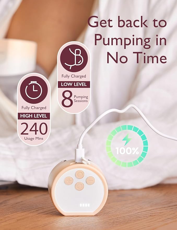 Momcozy Hands-Free Breast Pump S12 Pro, Wearable & Portable Pump with Soft DoubleFit Flange, 3 Modes | 9 Levels Double Electric Pump, Smart Display, 24mm, 2 Pack, Cozy Orange