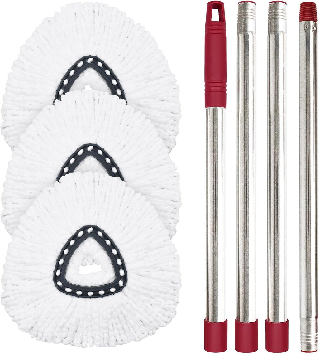 Mop Replace Head for O Cedar, Mop Handle for Ocedar, Mops Heads Replacements for Ocedar Countains Mop Handles Mop Replace Heads for O Cedar 1 Tank Spin Mops