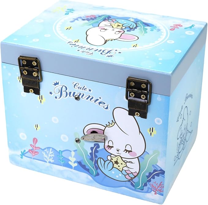 Music Jewelry Box for girls blue Cute bunny girls jewelry box Little girl birthday christmas Gift kids jewelry box Organizer