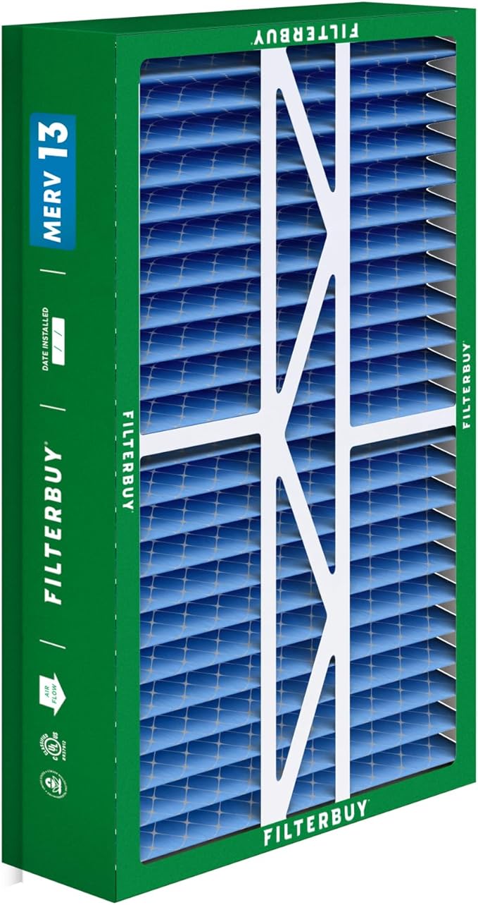 Filterbuy 17.5x27x5 Air Filter MERV 13 Optimal Smoke & Allergy Defense (1-Pack), Pleated HVAC AC Furnace Filters for Trane Perfect Fit & American Standard (Actual Size: 17.13 x 26.13 x 4.97)