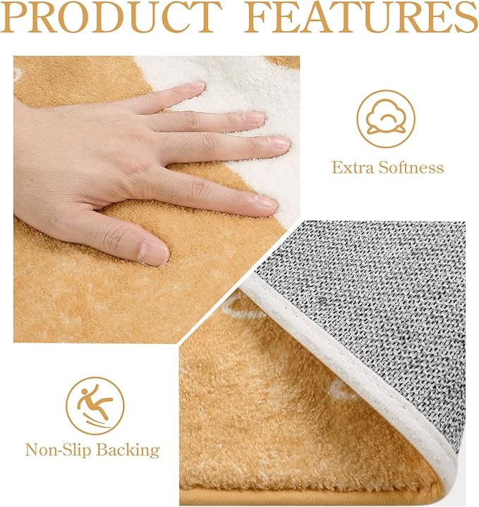 Lahome Boho Long Bathroom Rugs - 2x7 Rug Lightweight Washable Non-Slip Runner Rugs for Bedroom Throw Soft Bath Mat Runner, Taupe Botanical Print Indoor Carpet Runner for Entryway Hallway Kitchen
