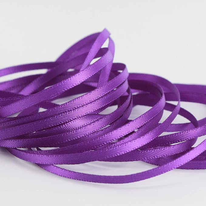 HUIHUANG Purple Ribbon 1/8 inches Solid Color Satin Ribbon100 Yards Double Faced Thin Ribbon Roll for Crafts Gift Wrapping DIY Bows Bouquet Decoration