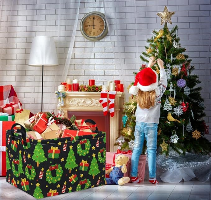 HIYAGON Rectangular Basket Box Organizer for Families - Baby Storage Bin for Boy and Girls - Christmas Room Decor