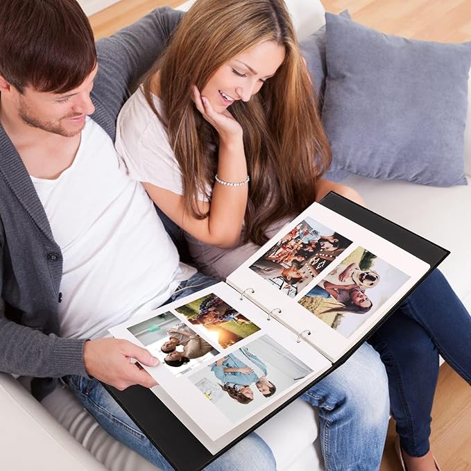 Zesthouse 18 In Photo Album Self Adhesive with Picture Display Window, 3-Ring Scrapbook Albums 60 Pages Holds 10x12 8x10 5x7 4x6 Photos, DIY Photo Book Ideal Gift for Family Wedding Baby
