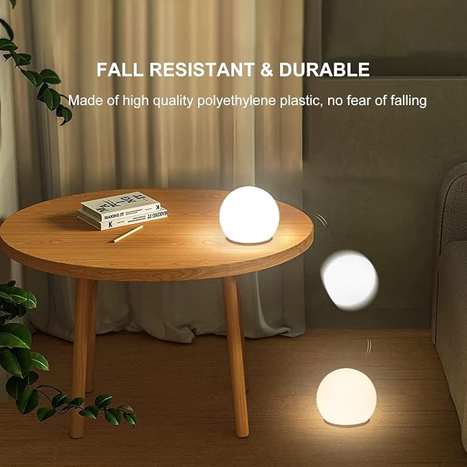 LED Glowing Ball Light, 8-in RGB Color Changing LED Orb Night Light Mood Lamp for Kid, 16 Colors 4 Lighting Modes & 8 Brightness Sphere Lamp w/Remote, Rechargeable Outdoor Globe Lights for Home Patio