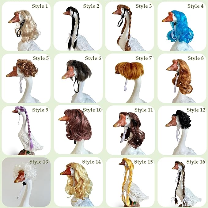 Porch Goose Wigs, Porch Goose Outfits Lawn Goose Statue Accessories for Outdoor Garden Patio Yard Goosey Decor （Style 6）