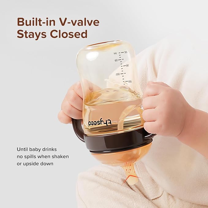 thyseed PPSU Weighted Straw Cup with Handles Toddlers Transition Bottles to Sippy Cups No Spill Learner Milk Water Baby Bottle Soft Silicone Spout Dishwasher Safe BPA Free 6+ Months 10oz/300mL 1 Pack