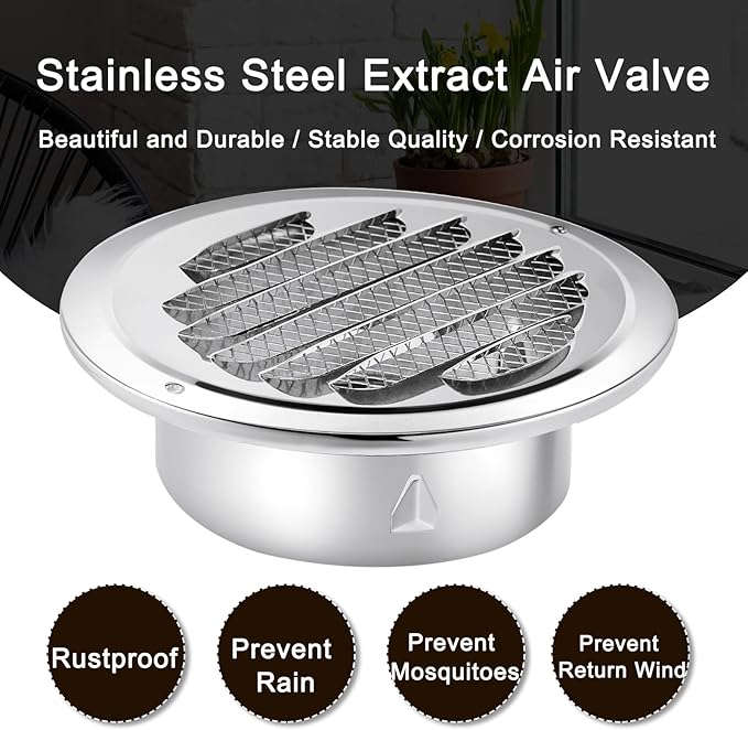 Zonon 36 Pcs Stainless Steel Soffit Vents 4 Inch Round Dryer Vent Cover with Mesh Screen for Home Outdoor Bathroom Wall Ceiling Outside Exterior Exhaust (Silver)