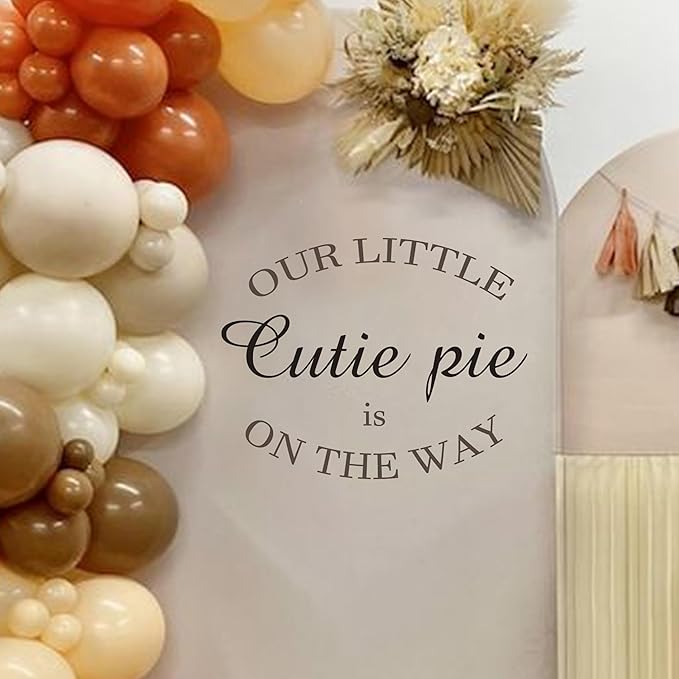 Our Little Cutie Pie is On The Way Wall Decal - Baby Shower Party Decorations Stickers, Gender Reveal Party Supplies Wall Stickers, Balloon Arch Background Wall Decoration Cutie Pie Sign Decal