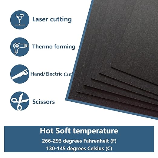 6 Pack Black Plastic Sheet 12x12x0.04 in Flexible High Tensile Plastic Sheets Black Plastic Panel for DIY Materials Handicrafts Home Decoration