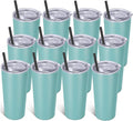 VEGOND 20oz Tumbler Bulk with Lid and Straw 12 Pack, Stainless Steel Vacuum Insulated Tumbler, Double Wall Coffee Cup Travel Mug, River Green