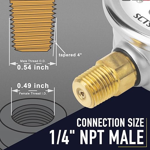 2-1/2" Dial Size, 0-30 Psi Low Pressure Gauge, Glycerin Liquid Filled, 1/4" NPT Lower Mount, Stainless Steel Case, for Water Tank, Pool Sand Filter, Coolant, CO2, Oil, Gas Pressure Test