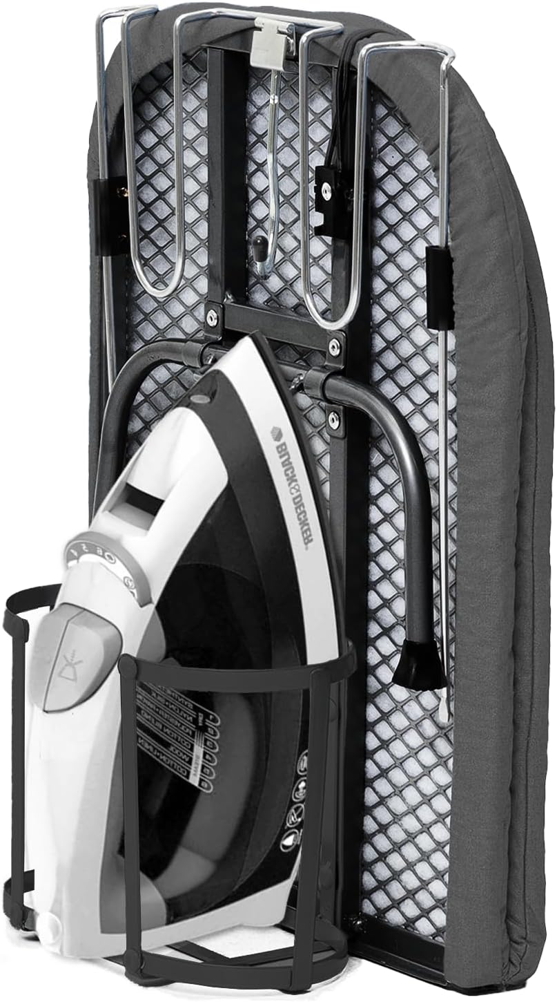Tabletop Ironing Board with Iron Holder, RAINHOL Small Folding Ironing Board with Cover and Pad, Portable Compact Mini Iron Table for Home & Travel, Black