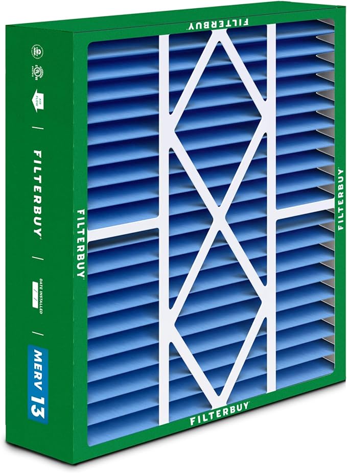 Filterbuy 20x20x5 Air Filter MERV 13 Optimal Smoke & Allergy Defense (1-Pack), Pleated HVAC AC Furnace Filters for Amana, Coleman, Goodman, Maytag, York, and More (Actual Size: 20.25 x 20.75 x 5.25)