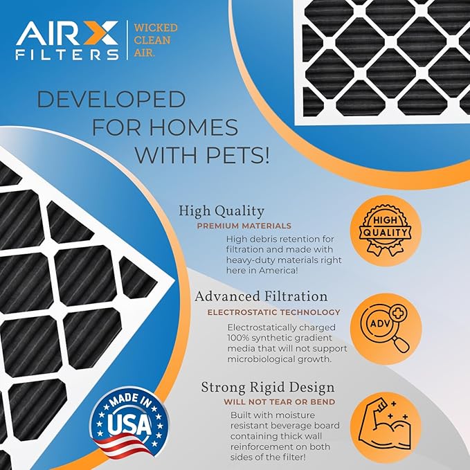 AIRX FILTERS WICKED CLEAN AIR. 20x25x1 Air Filter Odor Eliminator Carbon Filter MERV 7 AC HVAC Furnace Filters 6 Pack