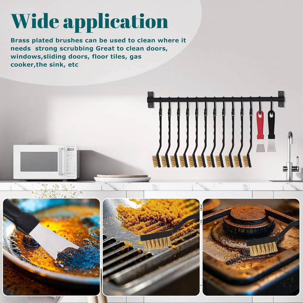80 Pcs Mini Wire Brush Brass Brush Set, Curved Handle Masonry Brush Wire Brush for Cleaning Welding Slag and Rust