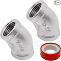 45 Degree Elbow 2PCS, 1/2" NPT Female x 1/2" NPT Female 304 Stainless Steel Pipe Fitting, Connector Coupler Apply to Outdoor/Garden/Industrial