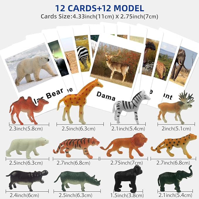 MEROCO Montessori Animal Match - Miniature Forest Animal Toy Figurines with Matching Cards Montessori Language Materials Preschool Learning Toy NEWTT0010YS3