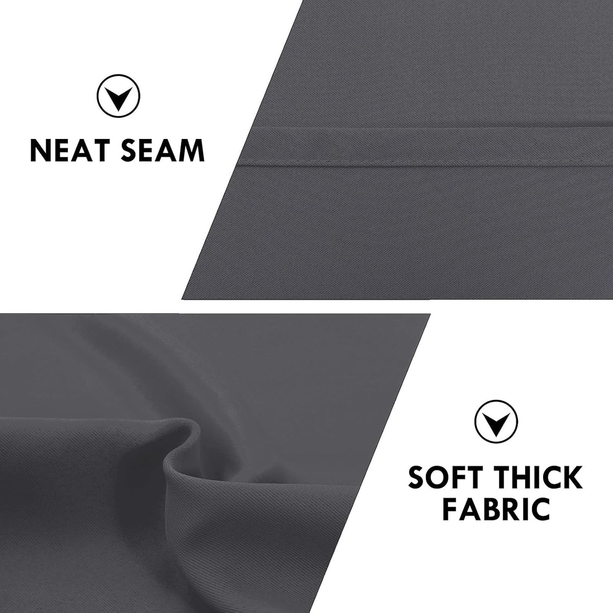 DWCN Blackout Curtains for Bedroom 72 Inch Length 2 Panels Set, Solid Thermal Insulated Energy Saving Rod Pocket Window Treatment Curtains Blackout Drapes (W42 x L72 Inch, Dark Grey)