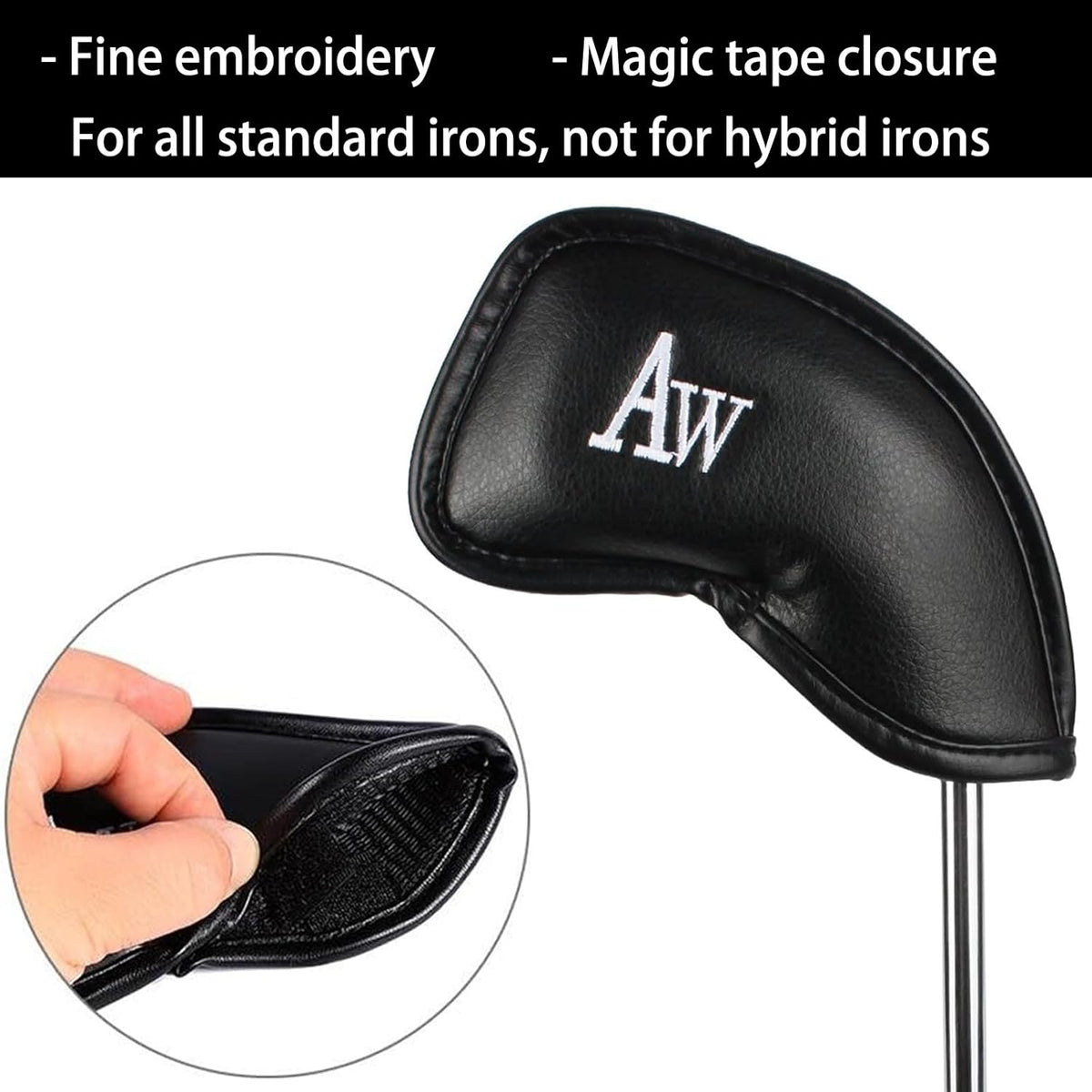 Golf Iron Head Covers (12-Pack) Synthetic Leather Waterproof Club Head Covers for Standard Irons – Magic Tape Closure, Universal Fit & Anti-Loss Design