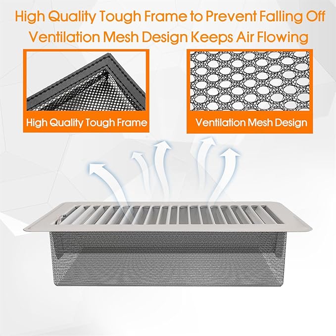 Floor Register Vent Cover Filter Net, 4"x12" Air Vent Screen Mesh Covers Catcher Filter Hoods for Home Floor Registers Vent Filters, Black (4 Packs)