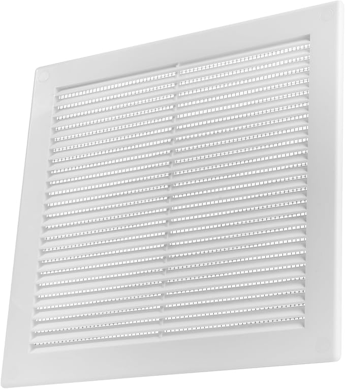 Vent Systems 8" x 8" Inch (Opening Dimensions) - Pack of 5 - Plastic White Soffit Vent Cover - Flat Square Air Vent Grille - Air Vent Deflector - HVAC 10" x 10" Inch (Overall Dimensions)