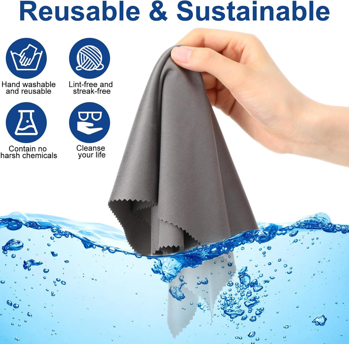 Frienda 12 Pack Large Microfiber Glass Cleaning Cloths 12 x 12 Inch Oversized Eyeglass Sunglasses Cleaning Cloths for Electronics Glasses Screens and Lenses(Gray)