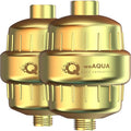 weAQUA Heavy Duty Shower Filter Family 2 PACK – 99% Removal for Hard Water, Chlorine, Fluoride, Heavy Metals, Micro-life, Organics and More (Matte Gold)