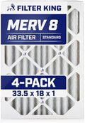 Filter King 33.5x18x1 Air Filter | 4-PACK | MERV 8 HVAC Pleated A/C Furnace Filters | MADE IN USA | Actual Size: 33.5 x 18 x .75"