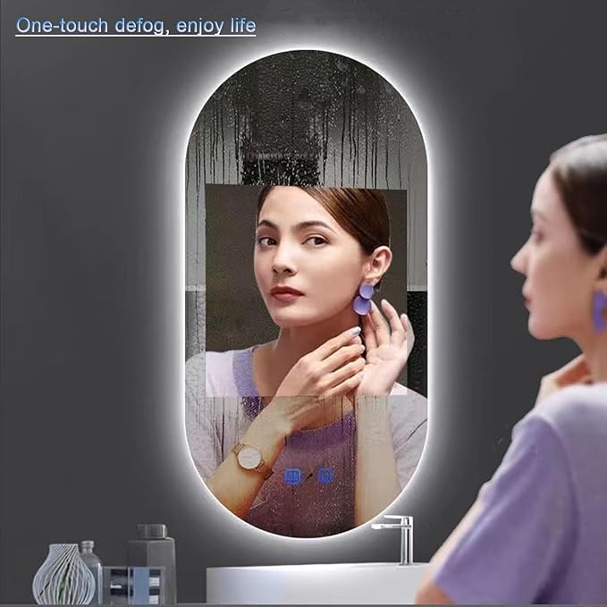 Bathroom Mirror with LED Lights，Bathroom Led Mirror ，Backlit Bathroom Mirror ，LED Mirror for Bathroom，Backlit Lighted Makeup Mirror，with Touch Sensor/Dimming/Demister pad(B,H100*W50cm/H39.4*W19.7IN)