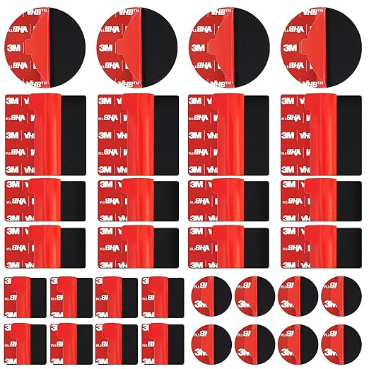 32 Pack 3M VHB 5952 Foam Tape, Double-Sided Heavy Duty Mounting Tape – 1 Inch & 2 Inch, Square, Rectangle & Round Shapes, Waterproof & Heat Resistant, for Car, Home Decor & Outdoor Use