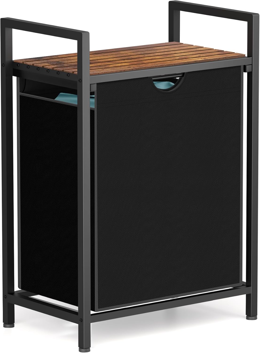Laundry Sorter with Removable Bag, 16 Gallons Laundry Hamper with Adjustable Feet, Laundry Basket for Laundry Room, Bathroom and Bedroom(Black and Rustic Brown)