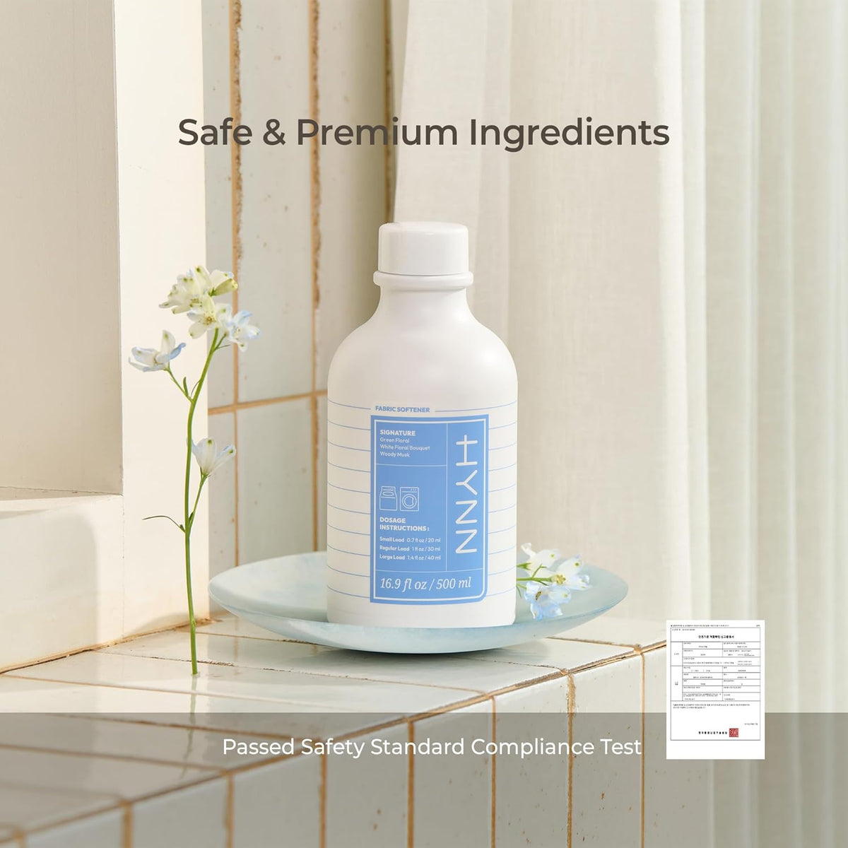 Concentrated Liquid Fabric Softener, Hypoallergenic & Gentle on Skin, Korean Scent Experience, Signature White Woody Musk Scent, Long-Lasting Fragrance, Static Reducer & Wrinkle Minimizer, 16.9 fl oz