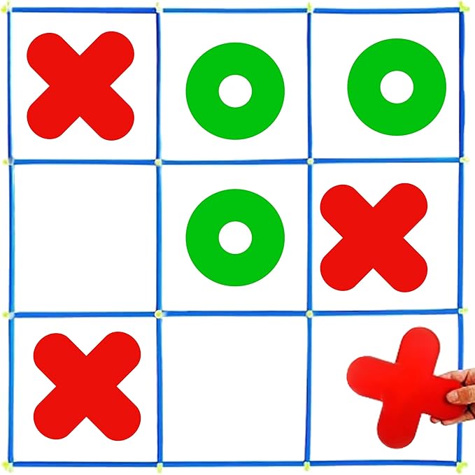 RAINBOW TOYFROG Jumbo Tic Tac Toe Set, Large Indoor/Outdoor Games, Backyard Fun for Kids & Adults, Party Play with Carry Bag