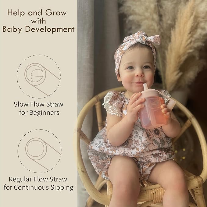 Moonkie Baby Straw cup | Silicone Toddler Sippy Cup Training Cup with Straw Lid | BPA-Free Drop-Proof Baby Cup | Baby Led Weaning | 6 Months+, 5 oz, 1pack