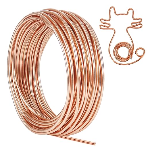 Tenn Well Aluminum Wire, 50 Feet Bendable Craft Wire for Jewelry Making, Plants, Gardening, Sculpting (9 Gauge, Copper Tone)