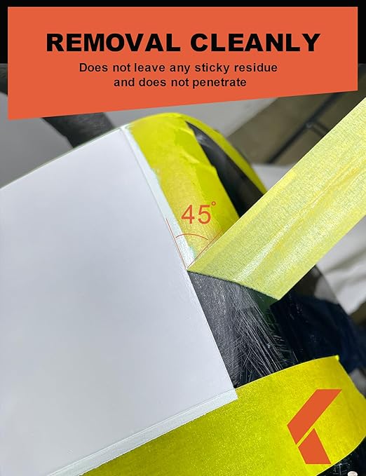 Painters Tape for Cars Vehicles Paint Tape Auto Body Yellow Masking Tape Heat Resistant Automotive Removable No Residue Painting Tape Bulk Set for Paint Booth, 0.94in-60 yards/12rolls