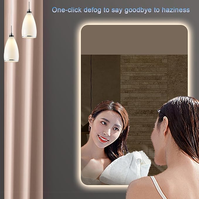 Bathroom Mirror with LED Lights，Bathroom Led Mirror ，LED Mirror for Bathroom，Backlit Bathroom Mirror ，with Touch Sensor/Demister pad，Shatterproof，Adjustable Lights(B,W75*H100cm/W29.5*W39.4IN)