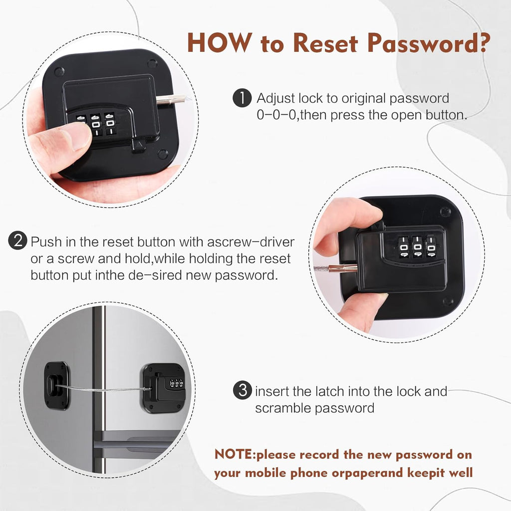 Refrigerator Lock, Combination Lock for Refrigerator Cabinets, Drawers, Heavy Duty Fridge Lock, Easy Install No Keys Needed (2 Pack)