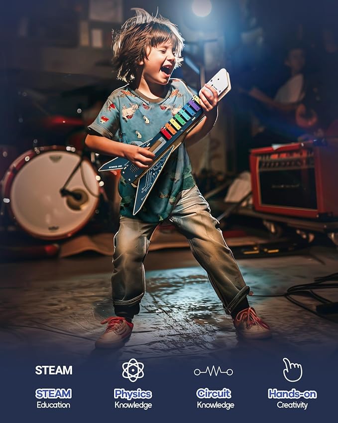 Science Can Kids Electric Guitar Toy DIY Assembly Kit for Ages 3-8, STEM Learning Musical Instrument, Easy to Build, Music Education Gift for 5 6 7 8 9 Boys & Girls