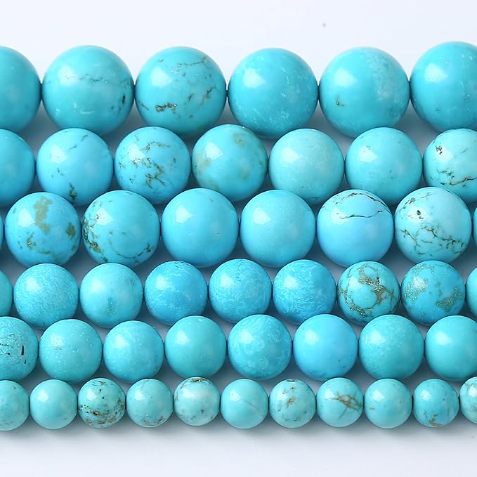 12MM Natural Turquoise Gemstone Beads Blue Stone Round Loose Beads for Jewelry Making Bracelet 32pcs 1 Strands 15"