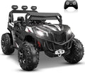 ANPABO 24V 4X4 Ride on Car Truck w/Remote Control, 4WD/2WD Switchable Kids UTV, 19" Spacious Seat, 4 Shock Absorbers, Soft Start, Music Player, Electric Car for Kids Ages 3+(Black