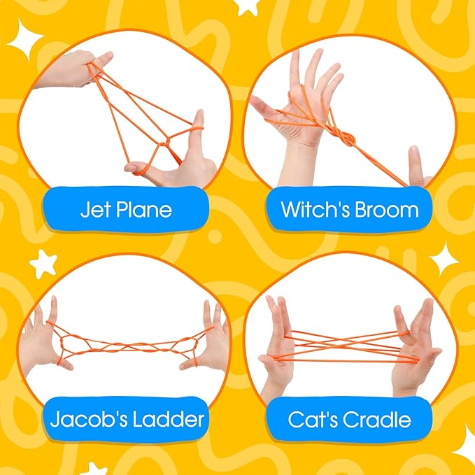 Cat’s Cradle String Game Book with String,Classic String Games with Step-by-Step Instructions,Cats Cradle Book,Fine Motor Skills Toys,Gifts for Kids 6-12 Year Old,Girl Boy Gift，Kids Books